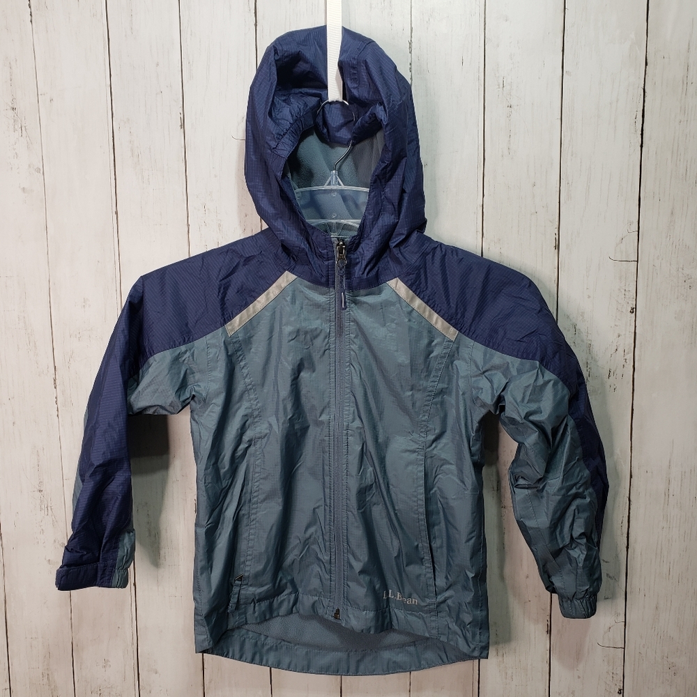 L.L. Bean Kids Blue Fleece Lined Tek Rain Jacket